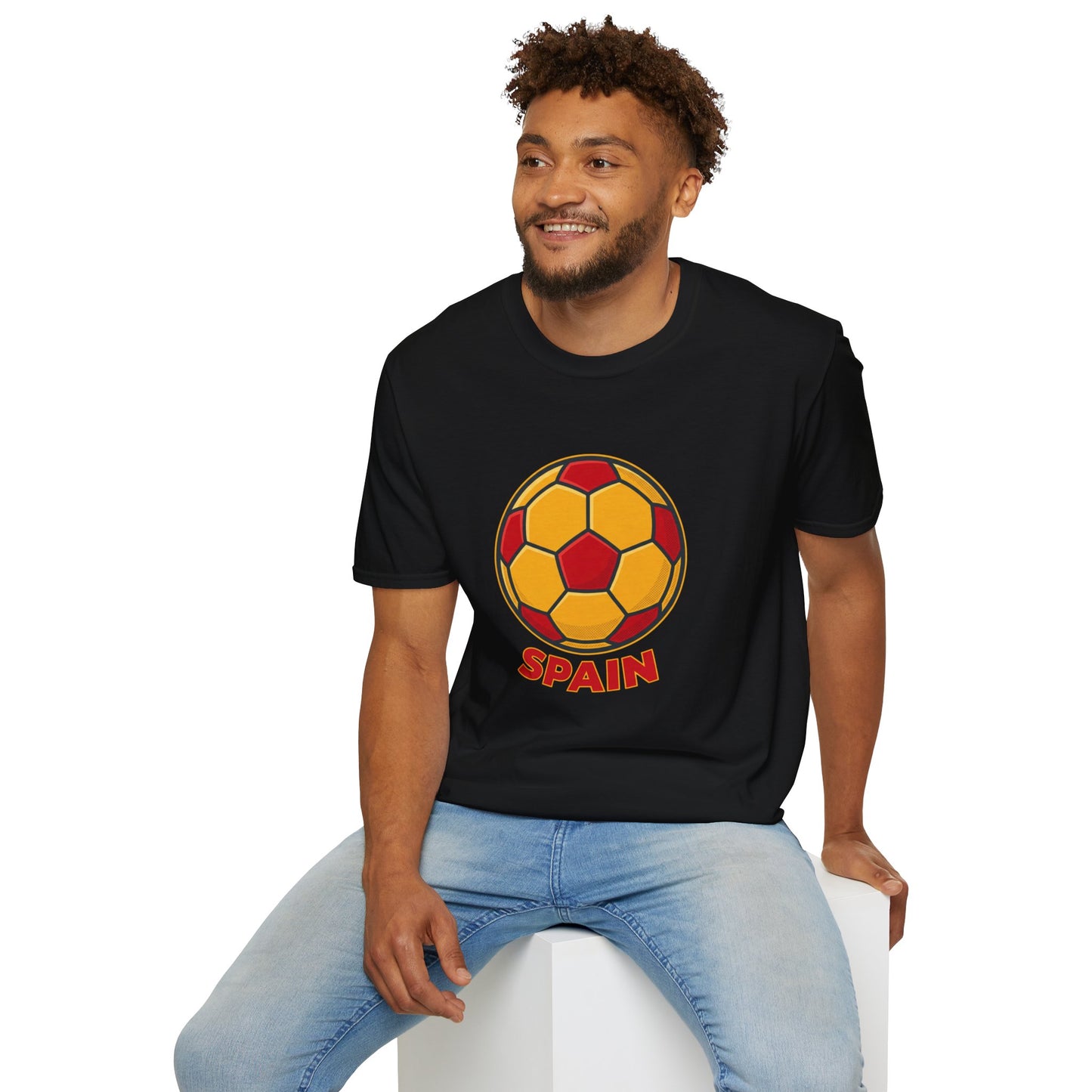 Spain Football Graphic Tee — Bold Red & Gold Soccer Shirt
