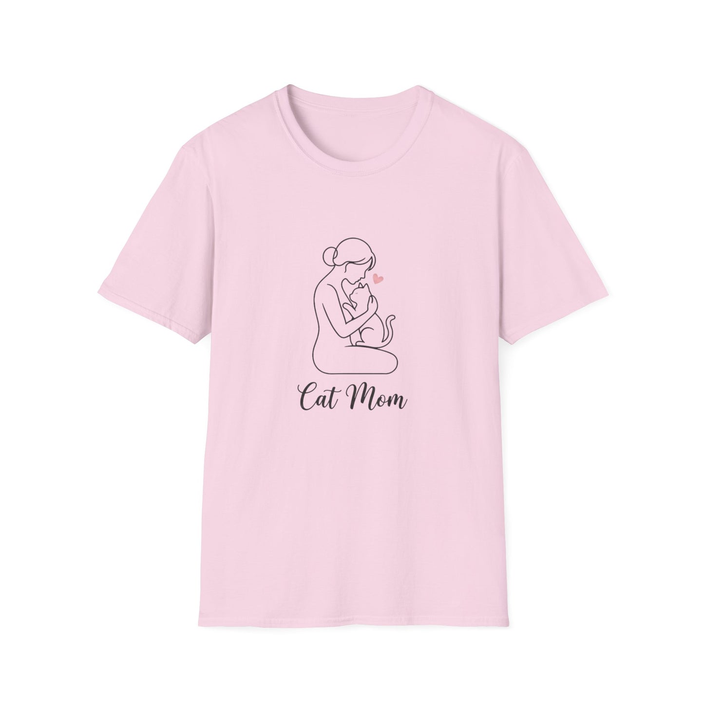 Cat Mom T-Shirt - Minimalist Line Art Graphic Tee - Cute Pet Lover Gift