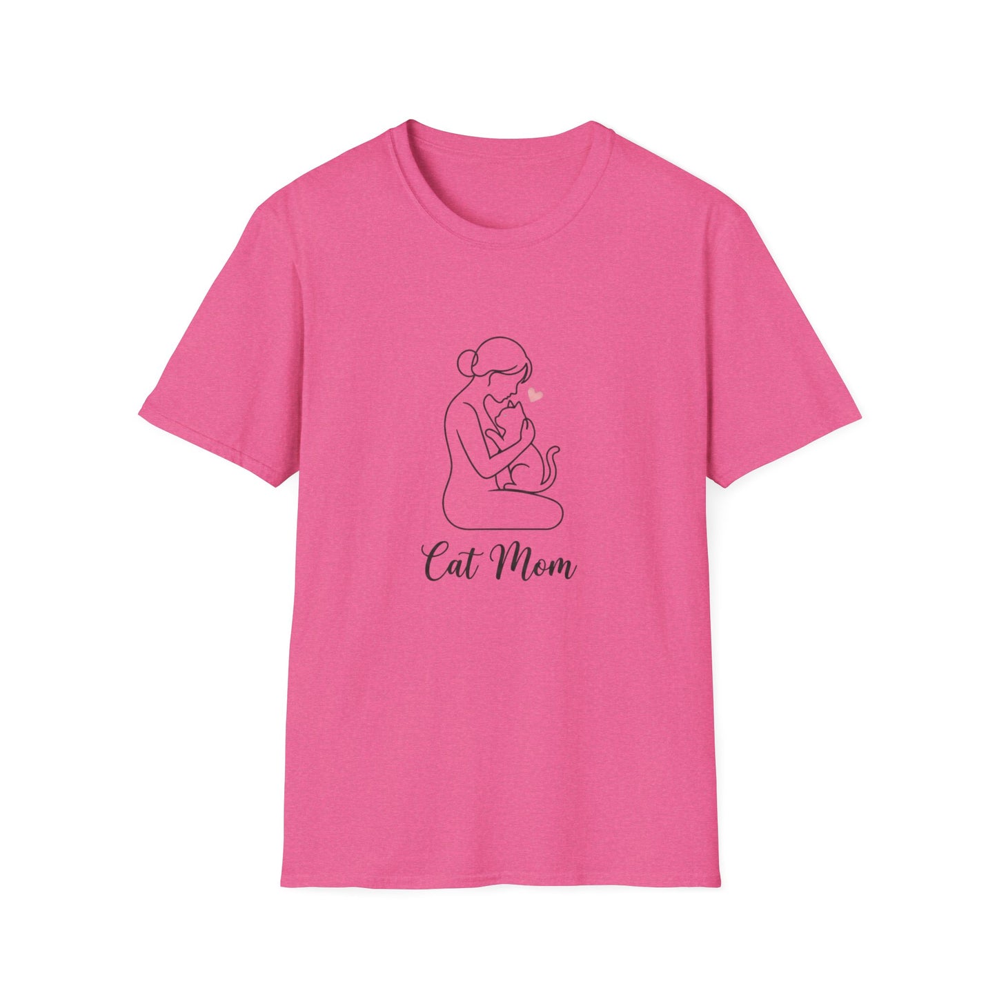 Cat Mom T-Shirt - Minimalist Line Art Graphic Tee - Cute Pet Lover Gift