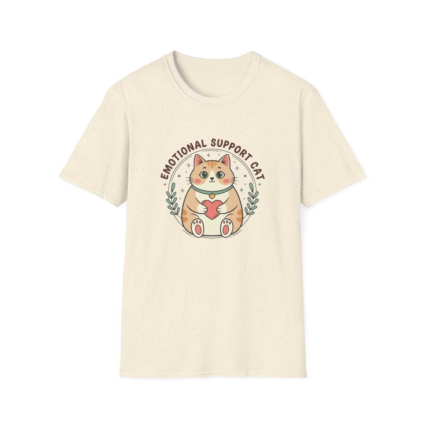 Emotional Support Cat T-Shirt — Kawaii Ginger Tabby Heart Cottagecore Tee