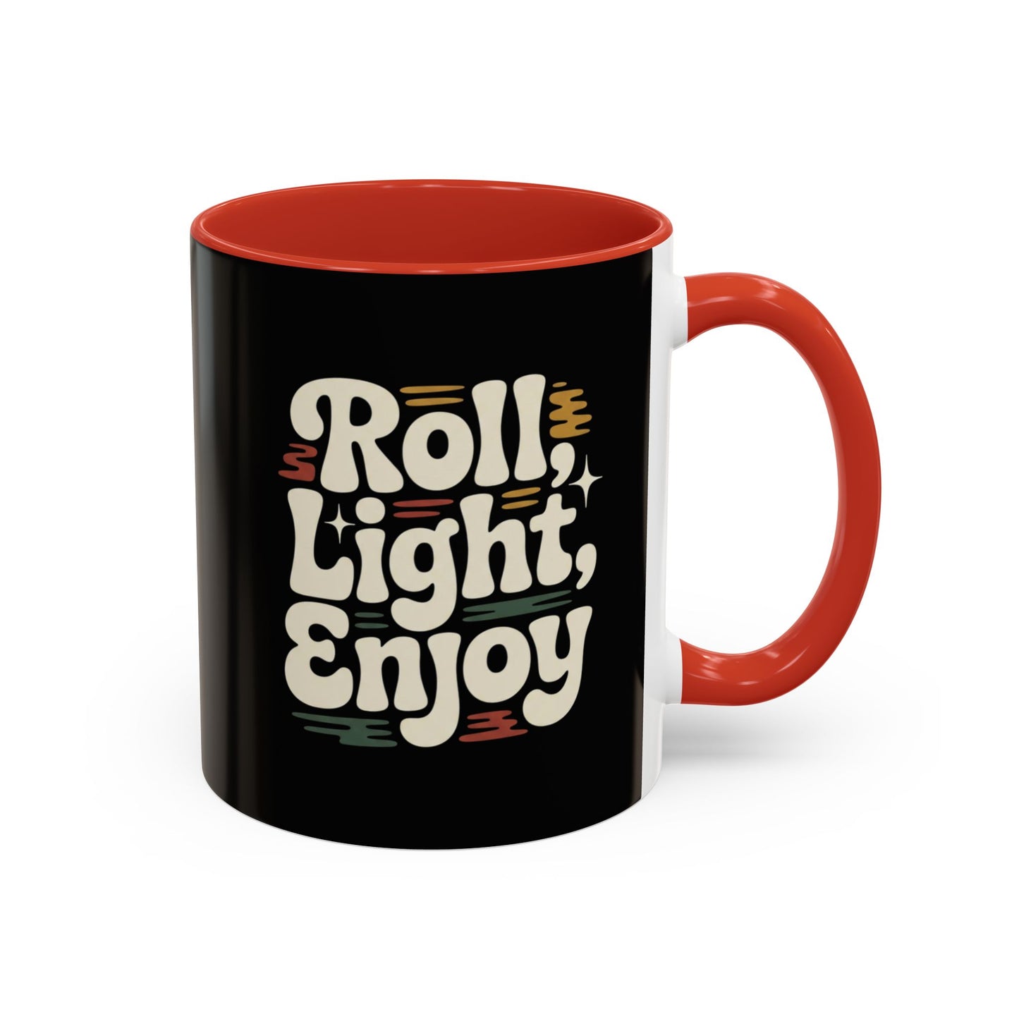 Coffee Mug — "Roll Light, Enjoy" Retro Accent Coffee Cup (11/15oz)