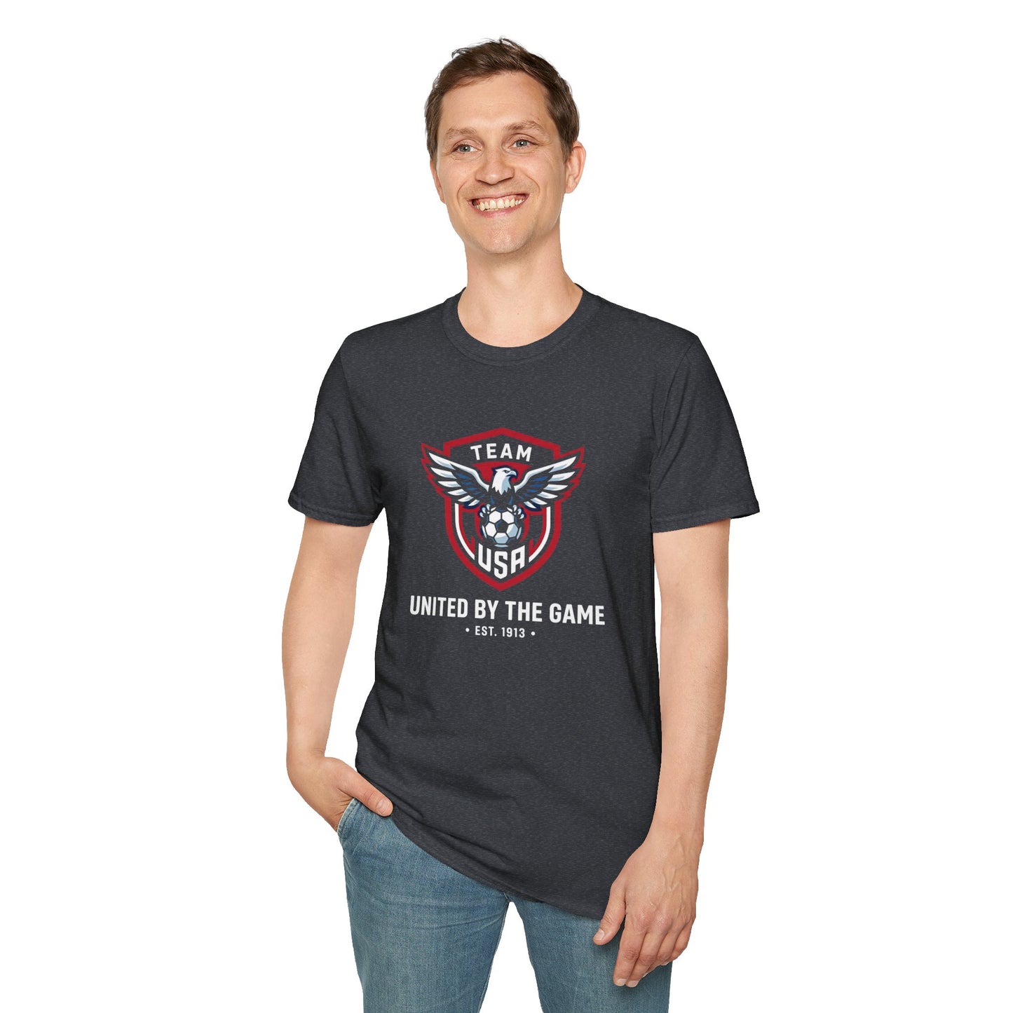 United By The Game Team USA Soccer T-Shirt — Bald Eagle Crest (EST. 1913)