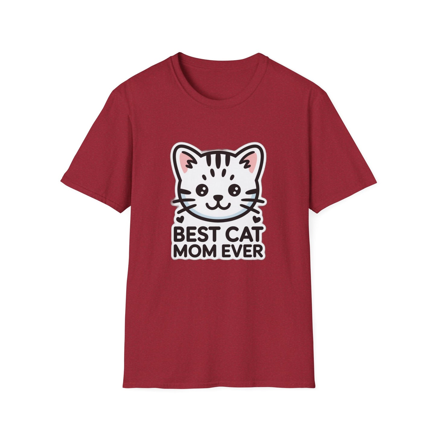Best Cat Mom Ever T-Shirt - Kawaii Grey Tabby Cat Graphic Tee - Cute Cat Lover Gift