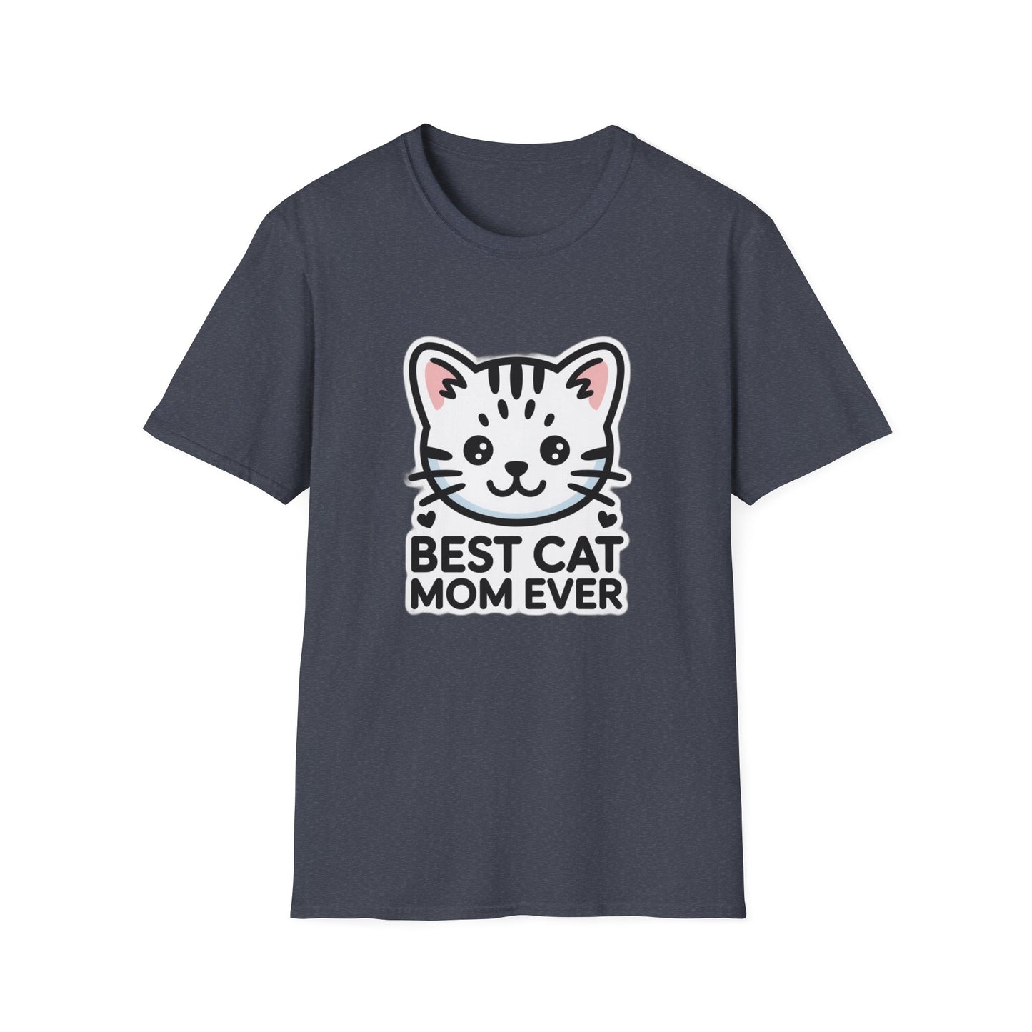 Best Cat Mom Ever T-Shirt - Kawaii Grey Tabby Cat Graphic Tee - Cute Cat Lover Gift