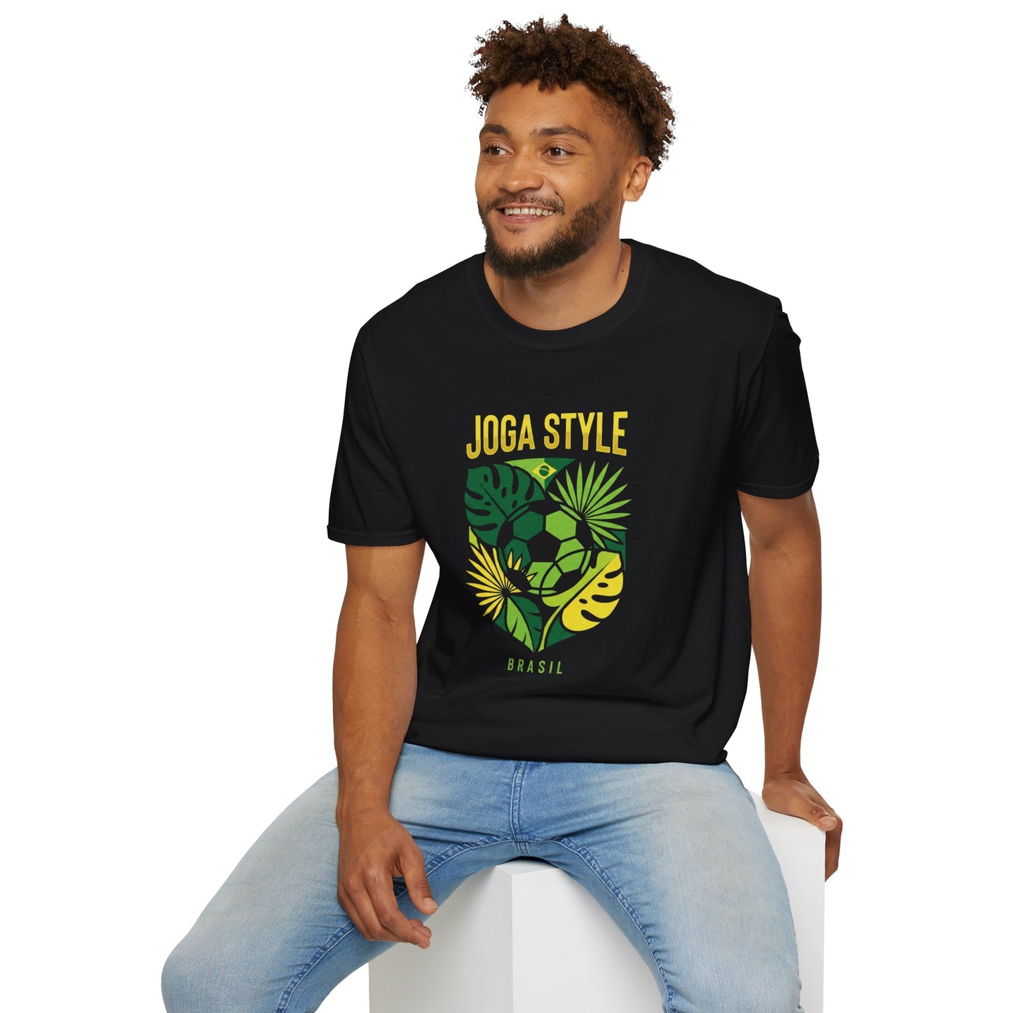 Joga Style Brasil Soccer T-Shirt — Monstera Shield Graphic