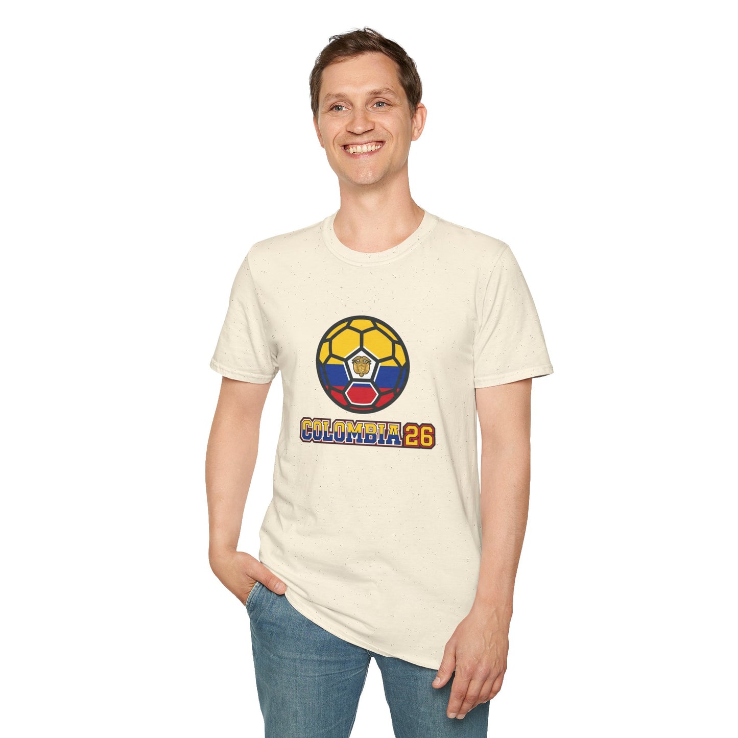 Colombia 26 Soccer Graphic Tee — Tricolor Flag & Coat of Arms