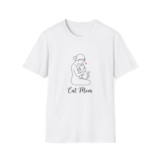 Katzenmama T-Shirt — Minimalistische Strichzeichnung Kätzchenliebhaber T-Shirt