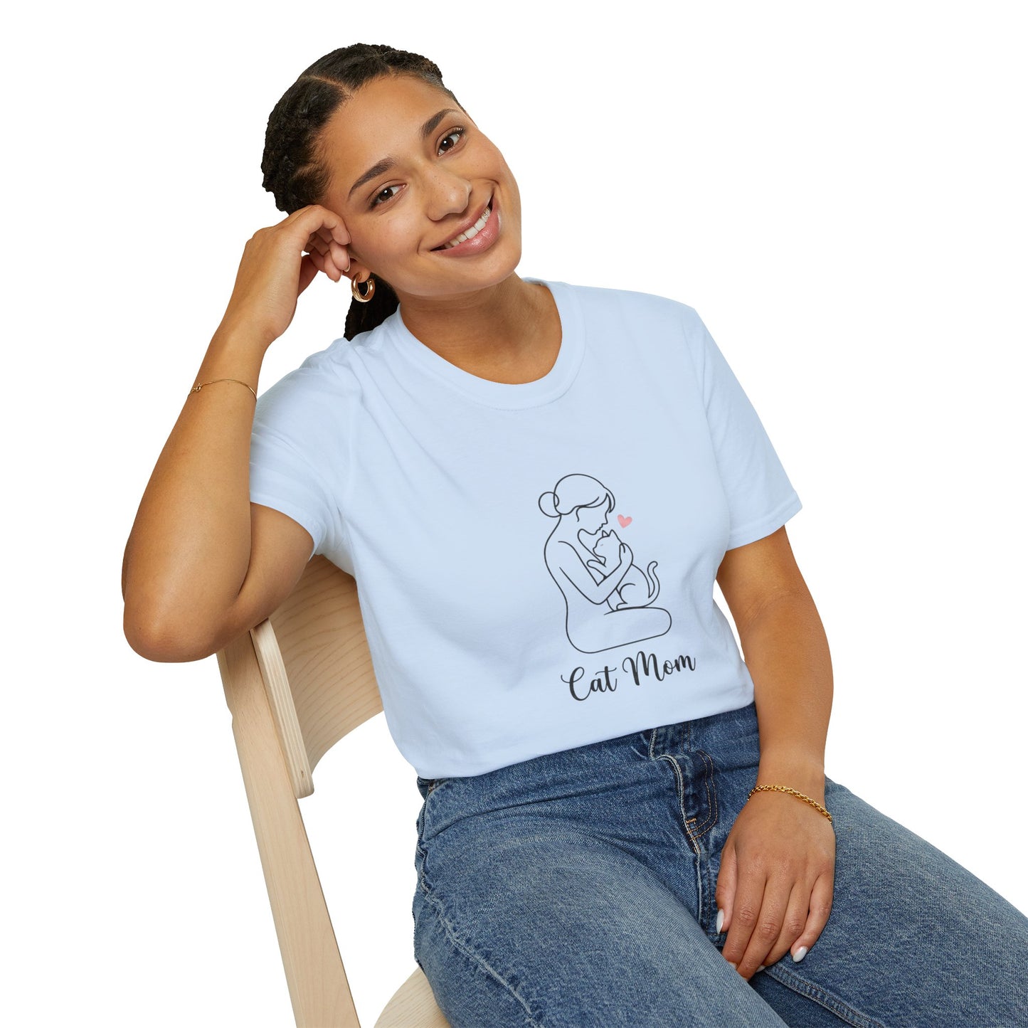Cat Mom T-Shirt - Minimalist Line Art Graphic Tee - Cute Pet Lover Gift