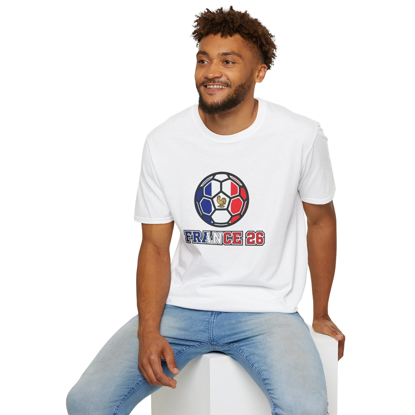 France 2026 Soccer T-Shirt — Tricolor Ball & Golden Gallic Rooster Graphic