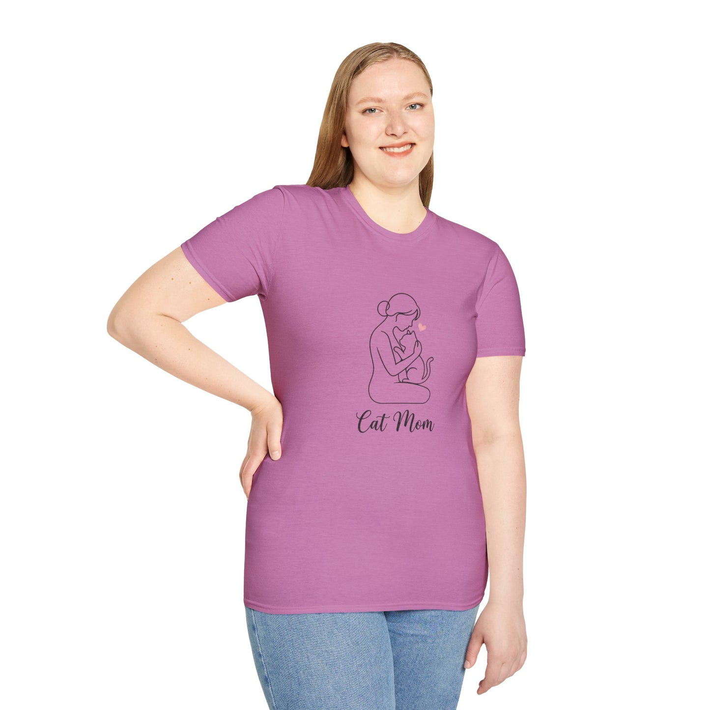 Cat Mom T-Shirt - Minimalist Line Art Graphic Tee - Cute Pet Lover Gift