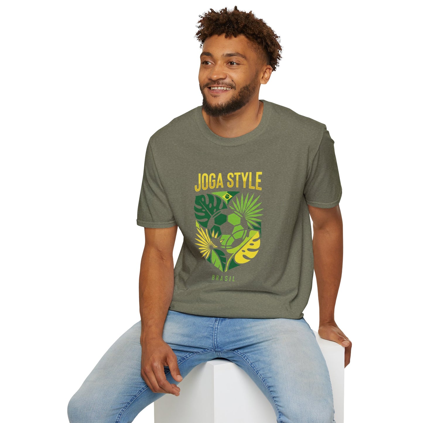 Joga Style Brasil Soccer T-Shirt — Monstera Shield Graphic