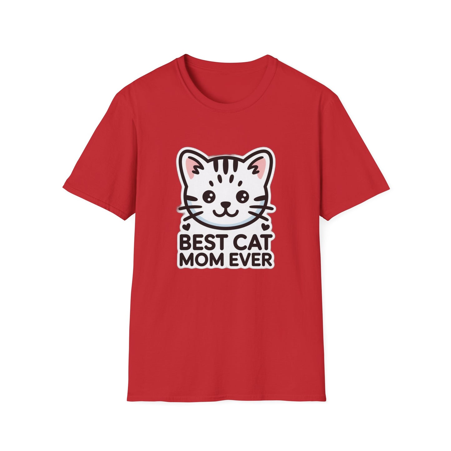 Best Cat Mom Ever T-Shirt - Kawaii Grey Tabby Cat Graphic Tee - Cute Cat Lover Gift