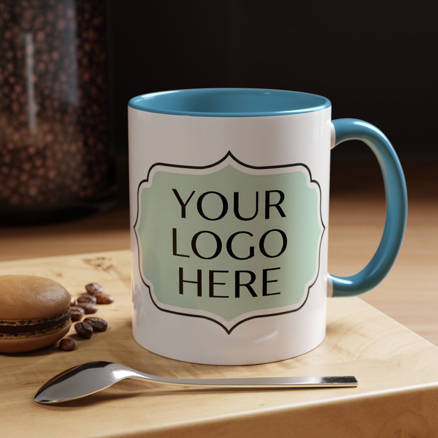 Accent Coffee Mug - Custom Logo Mint Label Design (11/15oz)