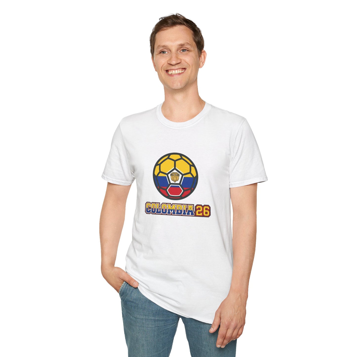 Colombia 26 Soccer Graphic Tee — Tricolor Flag & Coat of Arms