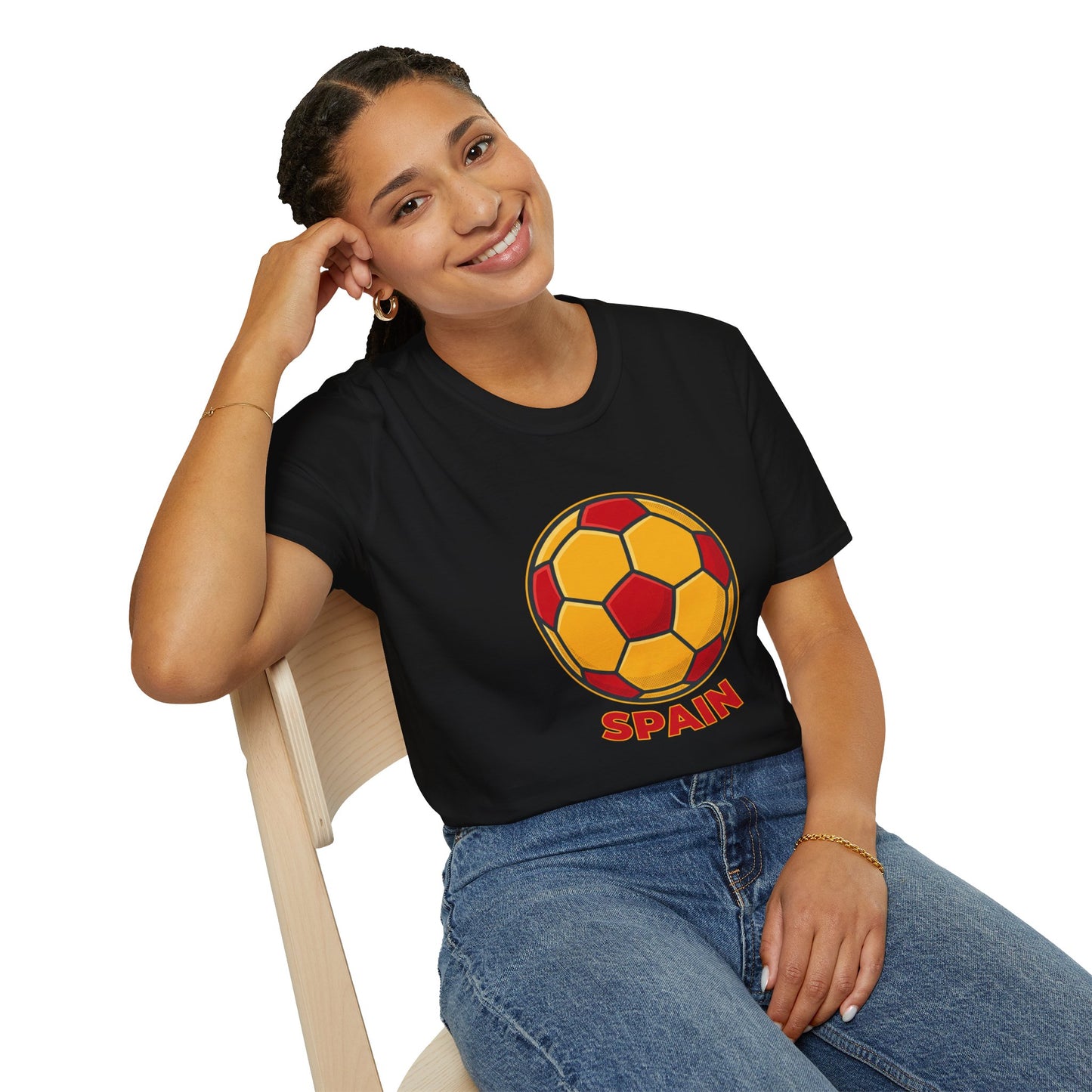 Spain Football Graphic Tee — Bold Red & Gold Soccer Shirt