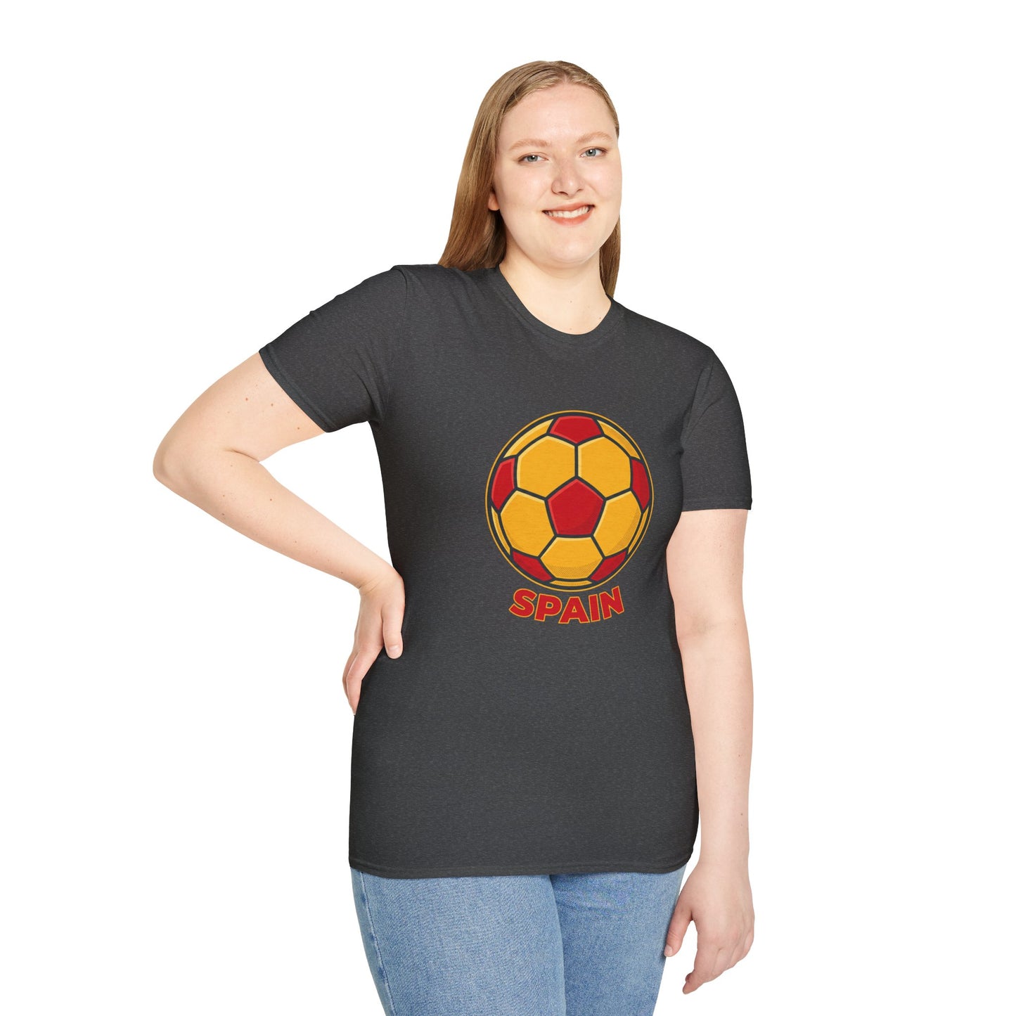 Spain Football Graphic Tee — Bold Red & Gold Soccer Shirt