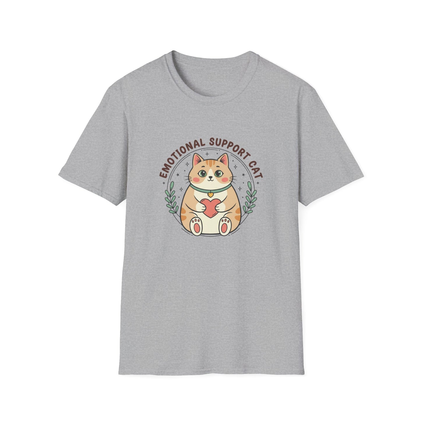 Emotional Support Cat T-Shirt — Kawaii Ginger Tabby Heart Cottagecore Tee