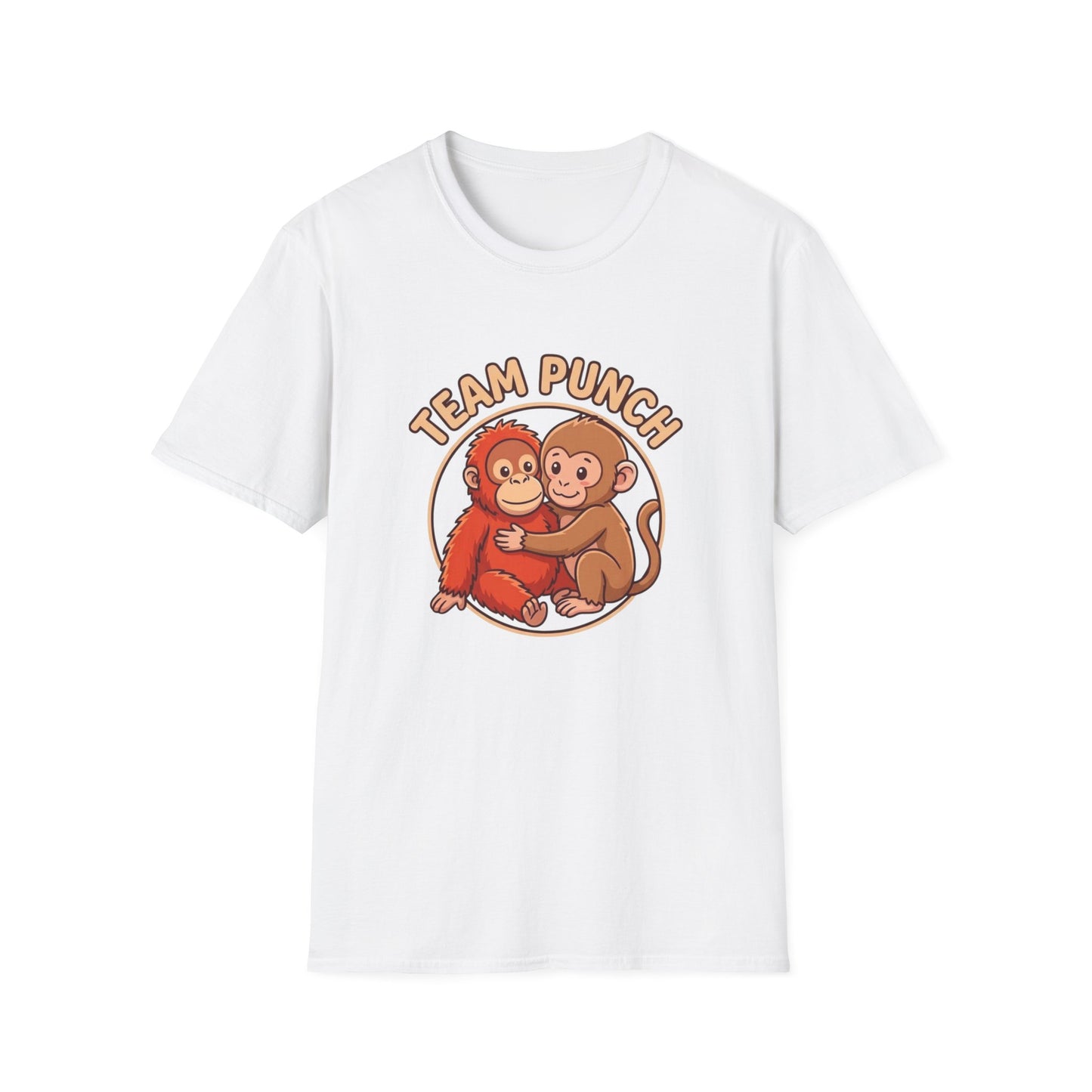 Custom Team Punch Monkey T-Shirt - Cute Hugging Monkeys Unisex Graphic Tee - Premium Cotton.