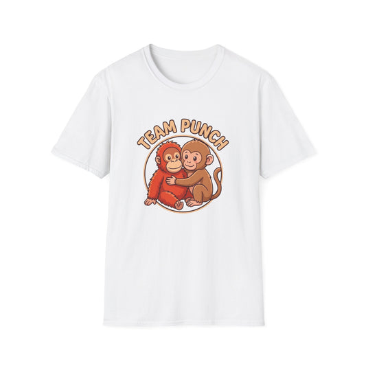 T-shirt Team Punch Monkey — T-shirt graphique avec d'adorables singes qui se serrent dans les bras