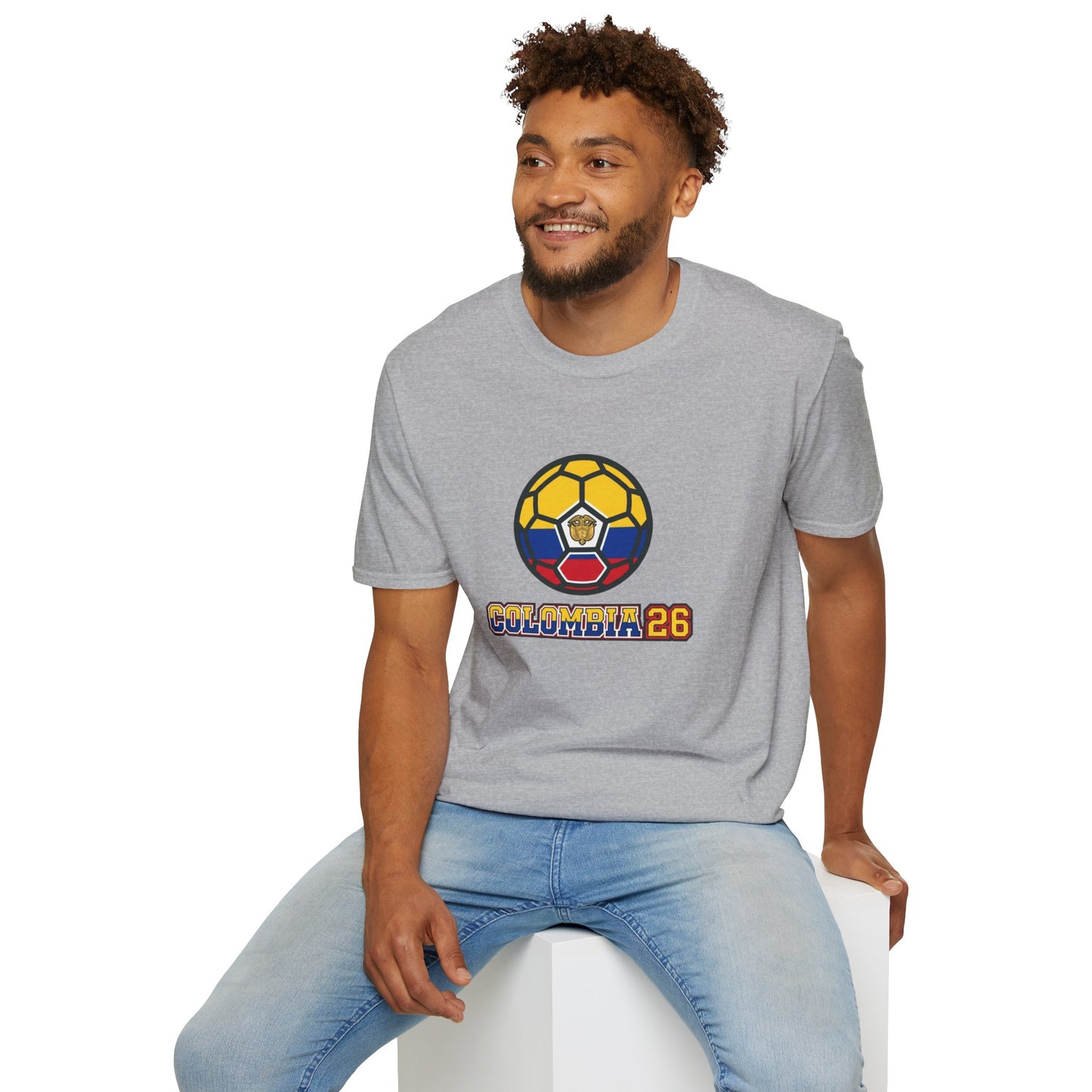 Colombia 26 Soccer Graphic Tee — Tricolor Flag & Coat of Arms