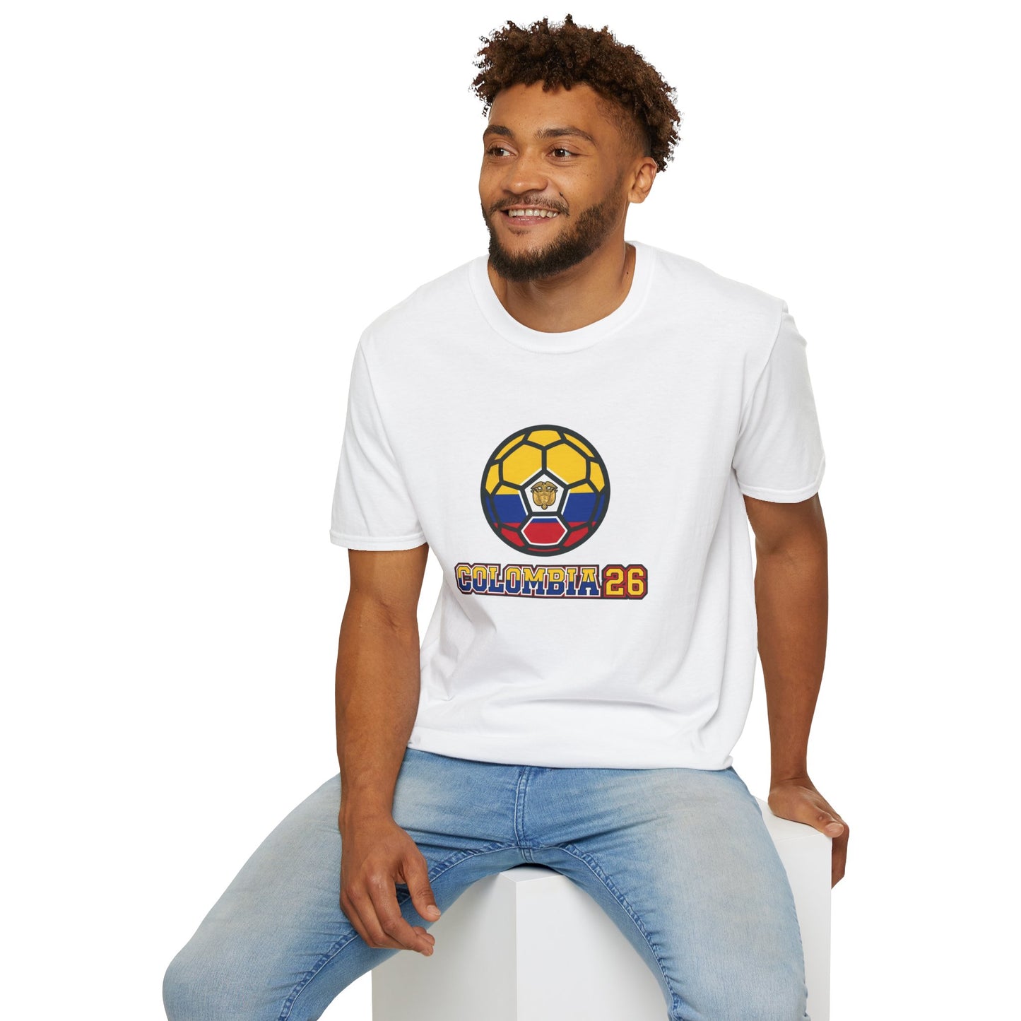 Colombia 26 Soccer Graphic Tee — Tricolor Flag & Coat of Arms