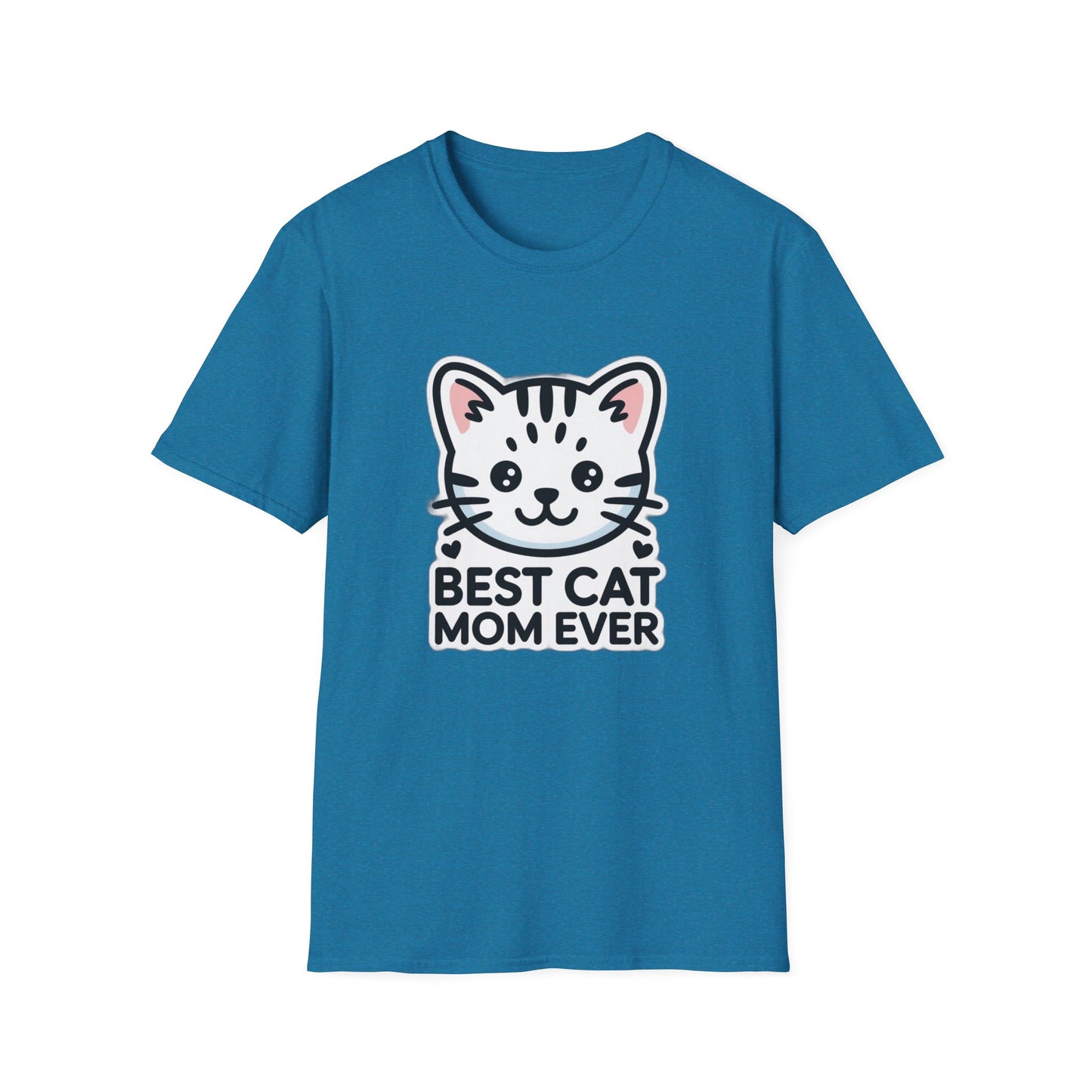 Best Cat Mom Ever T-Shirt - Kawaii Grey Tabby Cat Graphic Tee - Cute Cat Lover Gift