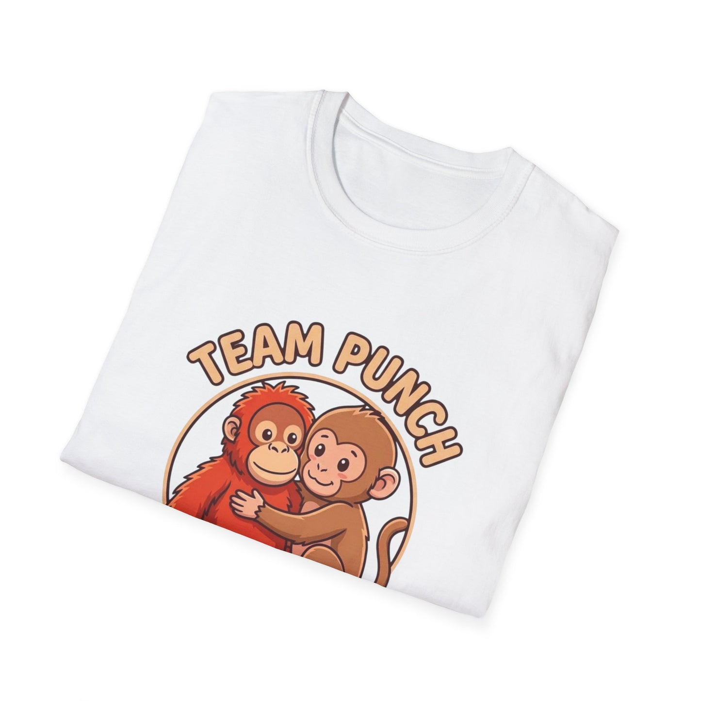 Custom Team Punch Monkey T-Shirt - Cute Hugging Monkeys Unisex Graphic Tee - Premium Cotton.