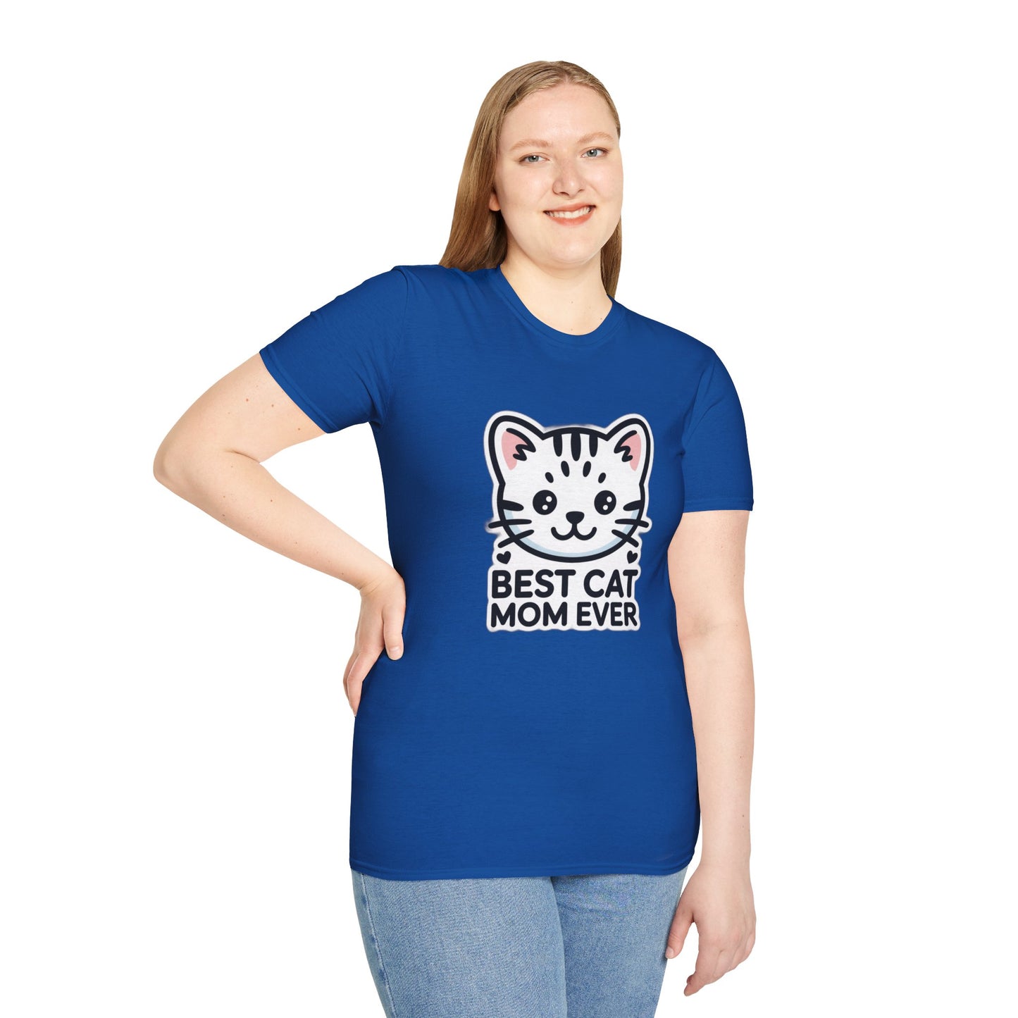Best Cat Mom Ever T-Shirt - Kawaii Grey Tabby Cat Graphic Tee - Cute Cat Lover Gift