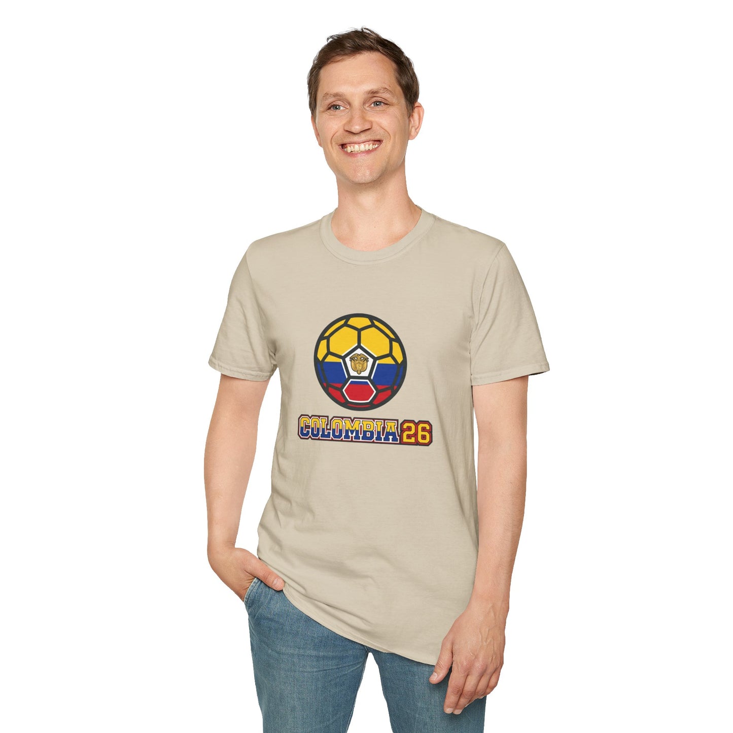 Colombia 26 Soccer Graphic Tee — Tricolor Flag & Coat of Arms