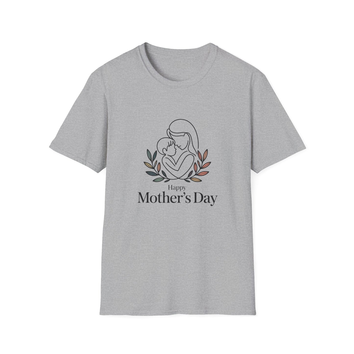 Happy Mother's Day Gift - Aesthetic Mom Tee - Botanical T-Shirt - Minimalist Line Art Mom & Baby Gift Tee