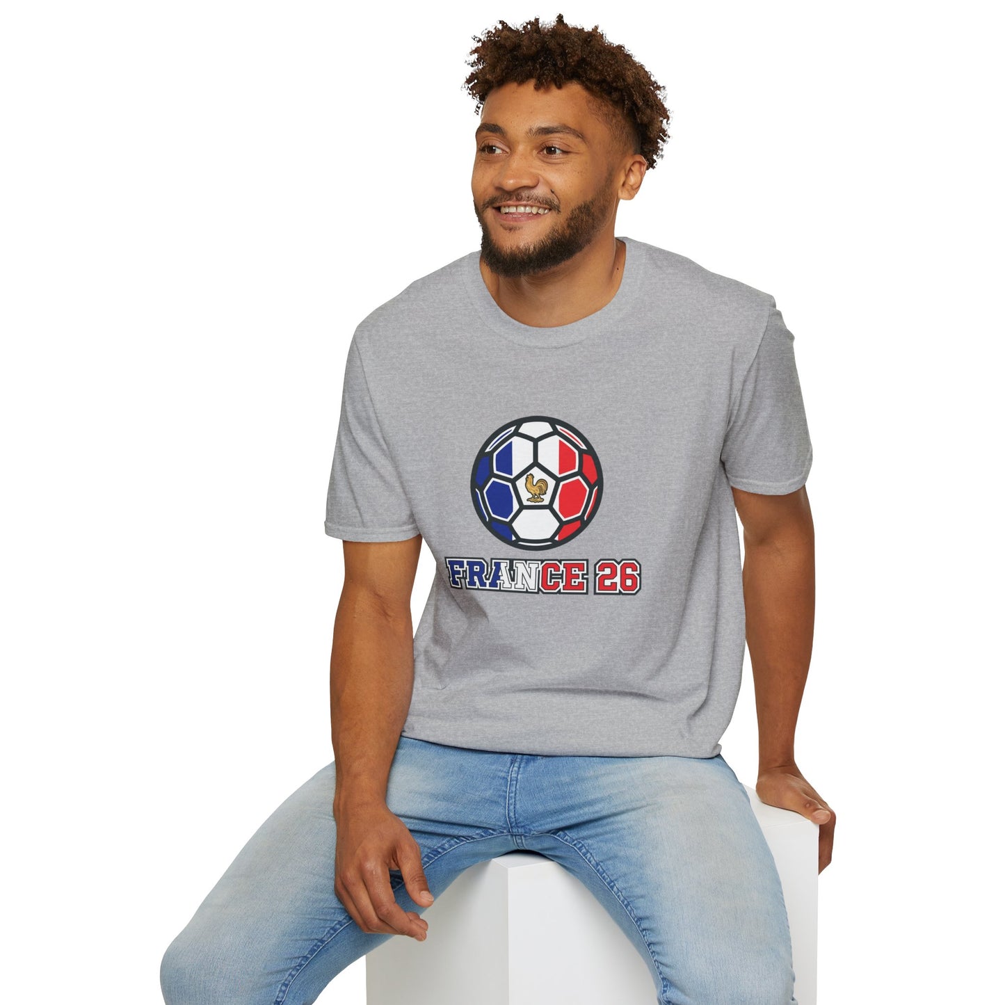 France 2026 Soccer T-Shirt — Tricolor Ball & Golden Gallic Rooster Graphic