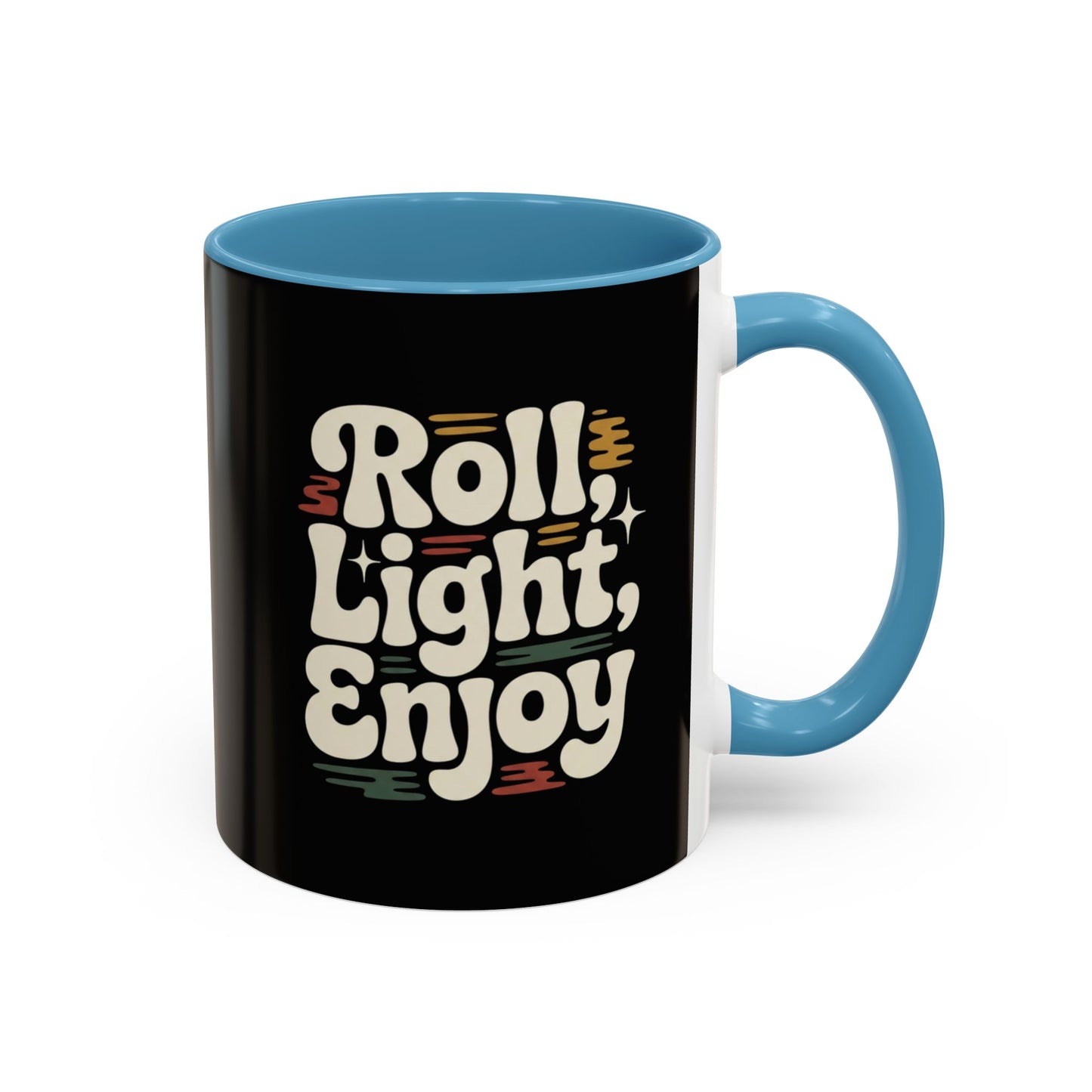 Coffee Mug — "Roll Light, Enjoy" Retro Accent Coffee Cup (11/15oz)