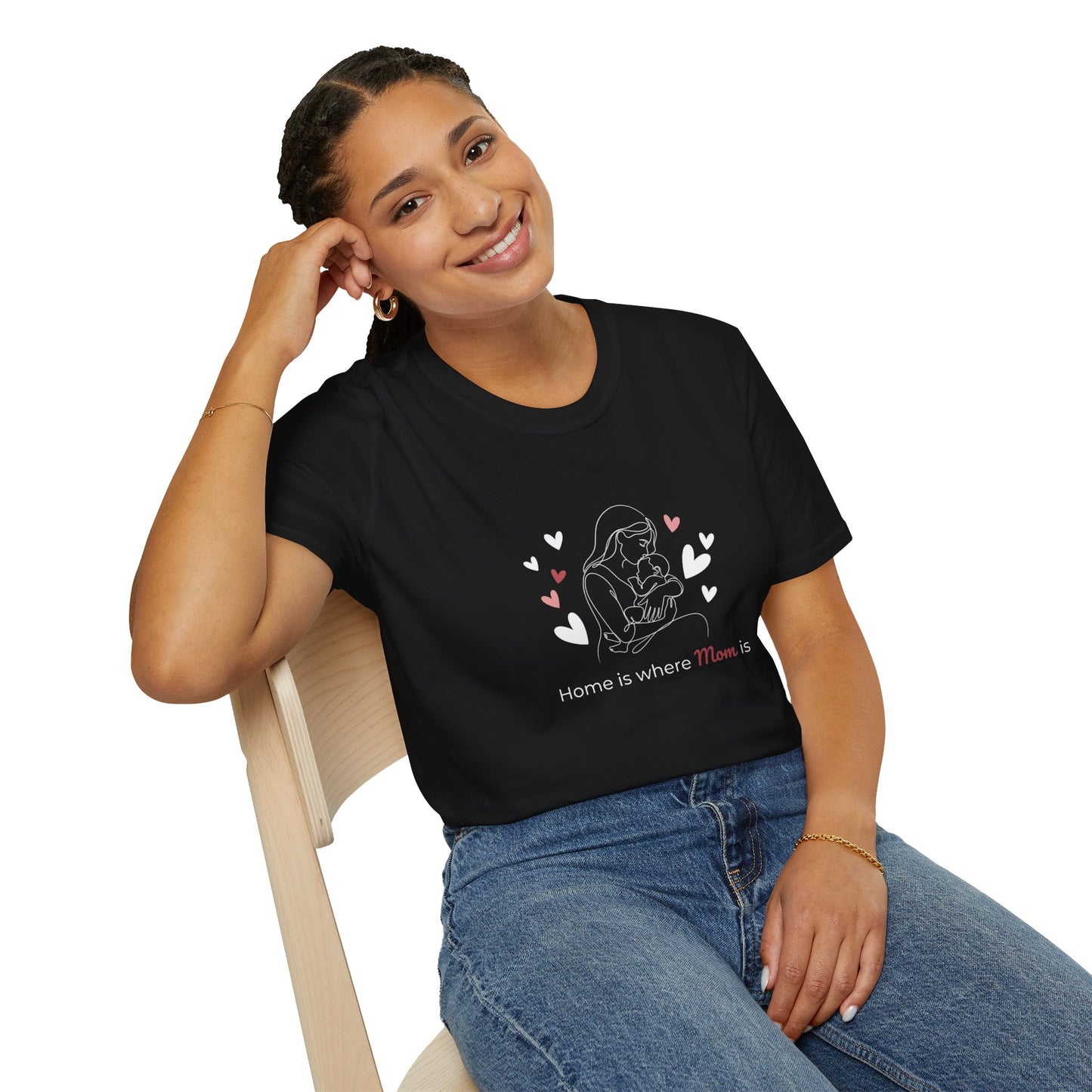 Home Is Where Mom Is T-Shirt — Cute Heart Mom Graphic Tee for Mother's Day