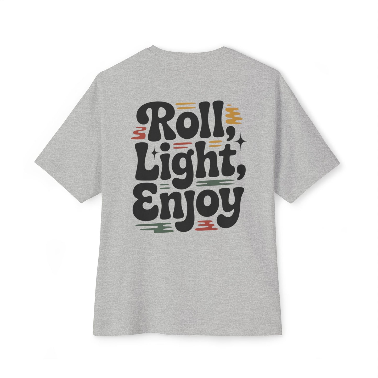 Roll, Light, Enjoy Retro Graphic Tee — 70s Bubble Typography Vintage Vibe
