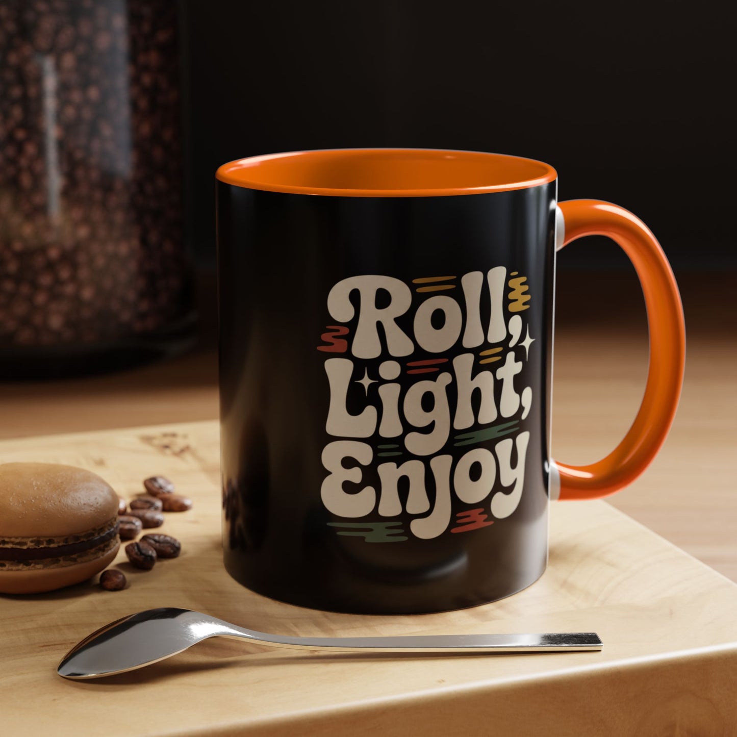 Coffee Mug — "Roll Light, Enjoy" Retro Accent Coffee Cup (11/15oz)
